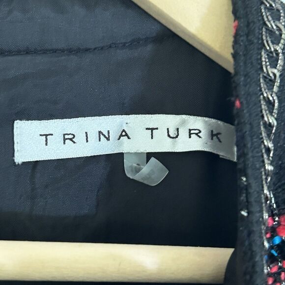 Trina Turk Goodnight Tweed Sheath Dress Size 10 Embroidered Colorful Sleeveless - Picture 6 of 10